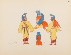 Zofia Stryjeńska (1891 Kraków - 1976 Genewa), Chłopka z Wileńszczyzny, plansza XL z teki 'Polish Peasants' Costumes', 1939