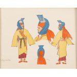 Zofia Stryjeńska (1891, Cracovie - 1976, Genève), Paysanne de la région de Vilnius, planche XL du recueil « Polish Peasants' Costumes », 1939