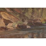 Czesław Znamierowski (1890 - 1977, Vilnius), Au bord d'un lac dans la forêt