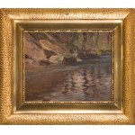 Czesław Znamierowski (1890 - 1977, Vilnius), Au bord d'un lac dans la forêt