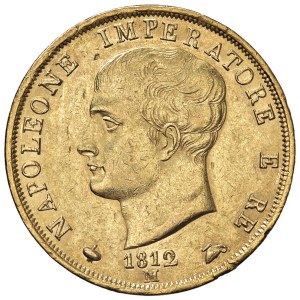 Napoleonské mince razené v Taliansku – Napoleon (1805–1814) Miláno – 40 lír 1812 Puntal...