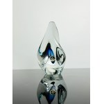 Blown Glass Paperweight - Blue Core - Organic Shape - Original Label - Czechoslovakia