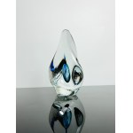 Blown Glass Paperweight - Blue Core - Organic Shape - Original Label - Czechoslovakia