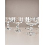 Elegant set of 6 crystal champagne glasses - Geometric sandblasted design - 12.5 cm
