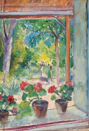 Stefan FILIPKIEWICZ (1879-1944), Doniczki z kwiatami w oknie