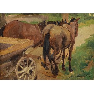 Jan KOTOWSKI (1885-1960), Wóz z końmi