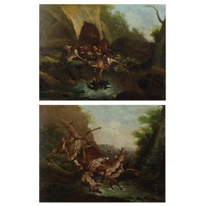 Malarz nieokreślony, XVIII w., Para obrazów - walka zwierząt