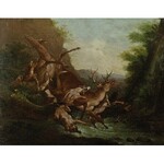 Malarz nieokreślony, XVIII w., Para obrazów - walka zwierząt