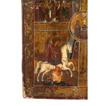 Russian Icon with the New Testament Trinity, the Mother of God Joy of All Who Sorrow, Saint George, and Saints - late 18th - early 19th century (c. 1790-1820)