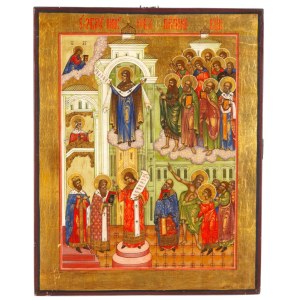 Russian icon depicting the Protection of the Mother of God - second half of the 19th century