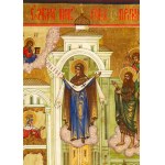 Russian icon depicting the Protection of the Mother of God - second half of the 19th century