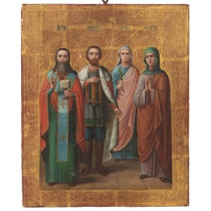 Russian Icon with Four Saints - second half of the 19th century