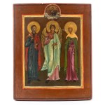 Russian Icon depicting an Archangel and Saints - Early XX century