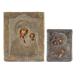 PYOTR ABRASIMOV, A pair of Russina Marian icons with riza - late 19th century
