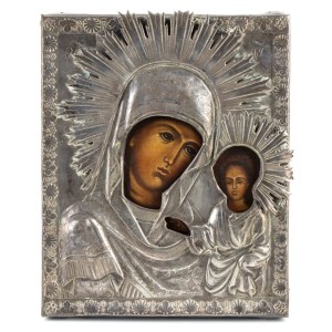 Russian icon with riza depicting the Theotokos with riza - early XX century