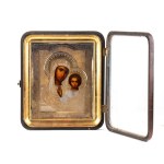 Russian icon depicting the Madonna of Kazan with silver riza - Moscow, 1893