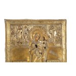 Russian icon depicting the Mother of God “Truly Worthy” with scenes from the lives of Christ and the Virgin Mary - late 19th century (circa 1880-1900)