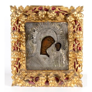 Russian icon depicting the Mother of God of Kazan with a riza - 19th century