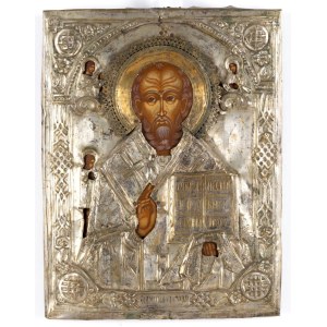 Russian Icon Depicting Saint Nicholas the Wonderworker with a Riza - late 19th century (circa 1880-1900)
