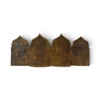 Travel polyptych depicting the Twelve Orthodox Feasts and four miraculous apparitions of the Virgin - 19th century