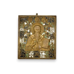 Travel icon depicting Saint Antipas and the Deesis - 19th century