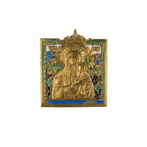 Travel icon depicting the Hodegetria with the symbols of the Passion - Early 20th century