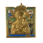 Travel icon depicting the Hodegetria with the symbols of the Passion - Early 20th century