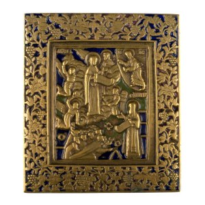 Travel icon depicting the Bogolyubskaya Mother of God - 19th century