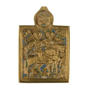 Travel icon depicting Saints Boris and Gleb - 19th century