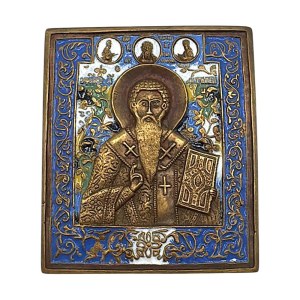 Travel icon depicting Saint Antipas and the Deesis - XIX century