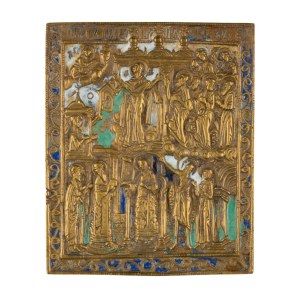 Travel icon depicting the Protection of the Veil (Pokrov) of the Mother of God - 19th century