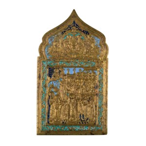 Travel icon depicting the Protection of the Veil (Pokrov) of the Mother of God - Early 20th century