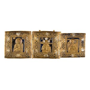 Travel triptych depicting the Deesis - 19th century