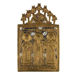 Travel icon depicting the Three Holy Hierarchs - 19th century