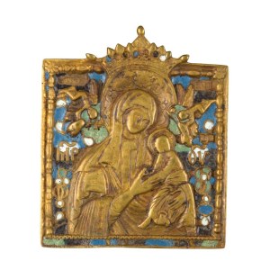 Travel icon depicting the Hodegetria with the symbols of the Passion - Early XX century