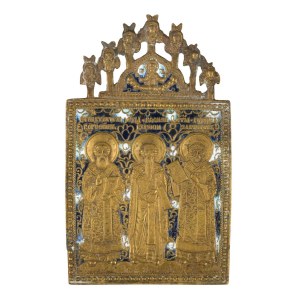 Travel icon depicting the Three Holy Hierarchs - 19th century