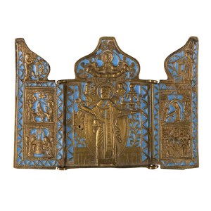 Traveling triptych depicting Saint Nicholas of Mozhaisk - 19th century