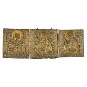 Travel triptych depicting the Deesis - 19th century