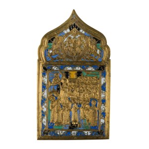Travel icon depicting the Protection of the Veil (Pokrov) of the Mother of God - Early 20th century