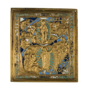 Travel icon depicting the Paschal Cycle (Anastasis and the Resurrection from the Tomb) - 19th century