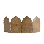 Travel polyptych depicting the Twelve Orthodox Feasts and four miraculous apparitions of the Virgin - 19th century