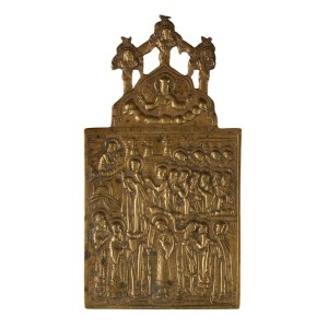Travel icon depicting the Protection of the Veil (Pokrov) of the Mother of God - 19th century