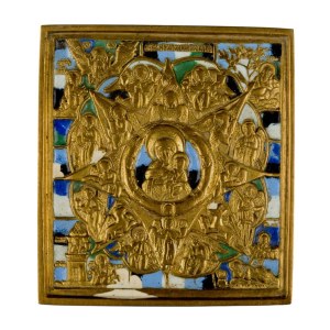 Travel icon depicting the Mother of God of the Burning Bush - 19th century