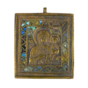 Small travel icon depicting the Virgin of Smolensk - 19th century