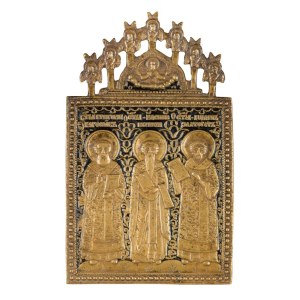 Travel icon depicting the Three Holy Hierarchs - 19th century