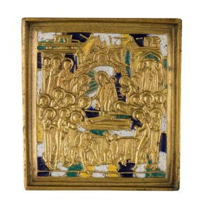 Travel icon depicting the Dormition of the Virgin - 19th century