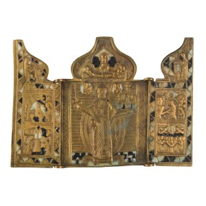 Traveling triptych depicting Saint Nicholas of Mozhaisk - 19th century