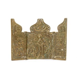 Travel triptych depicting the Mother of Consolation - 19th century