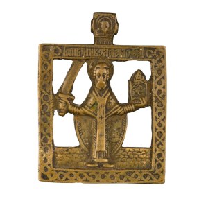 Pectoral icon depicting Saint Nicholas of Mozhaisk - 18th century