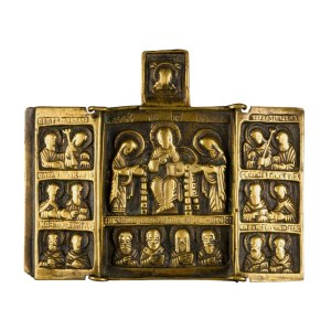 Travel triptych depicting the expanded Deesis - 19th century
